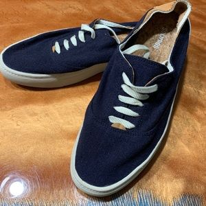 Soludos Convertible canvas and leather sneakers navy lace up slip ons